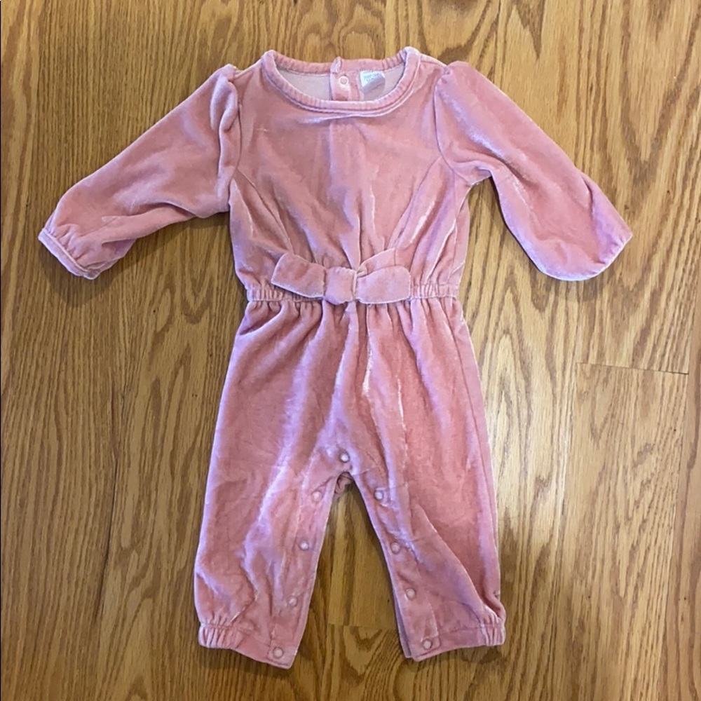 Baby Girl Pink Velvet Jumpsuit / Target / 6 MO
